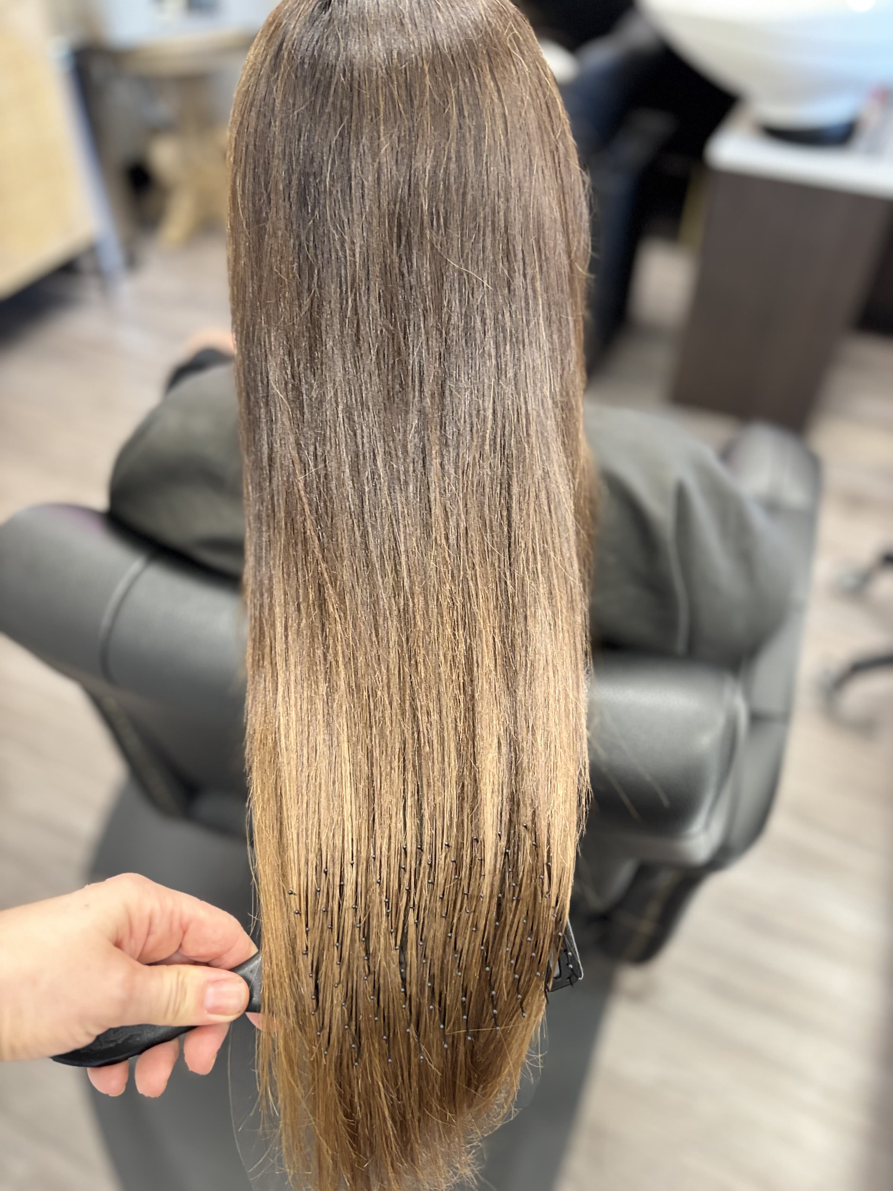 Long blended extensions finished with a polished detail